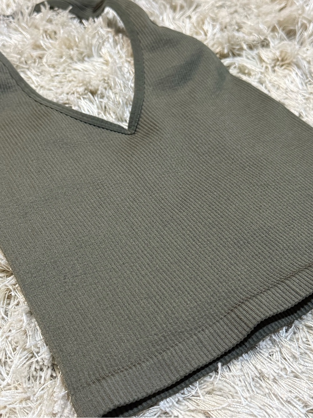 Urban Outfitters Olive Green Ribbed Halter Top Cropped Open Back Small - Picture 5 of 14